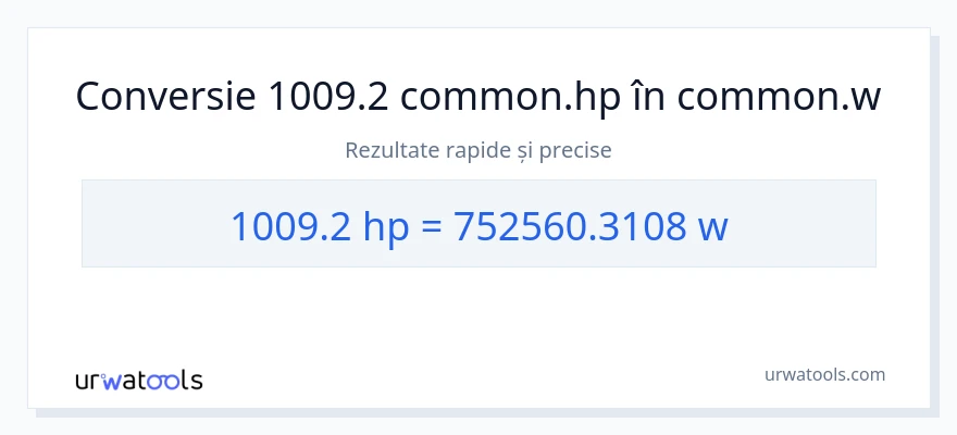 Conversie 1009.2 cai putere la wați