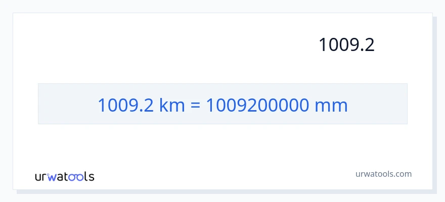 تبدیل 1009.2 کیلومتر به میلی‌متر