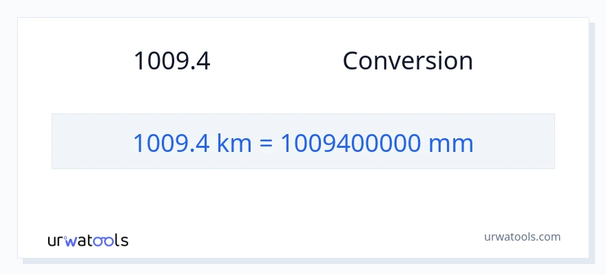 การแปลง 1009.4 กิโลเมตร เป็น มิลลิเมตร