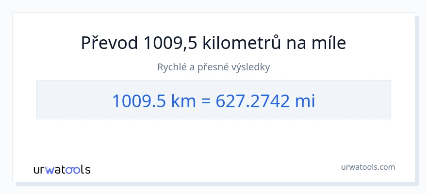 Konverze z kilometry na míle: 1009.5