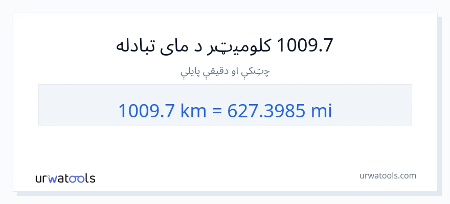 1009.7 کیلومتره ته میلونه بدلون