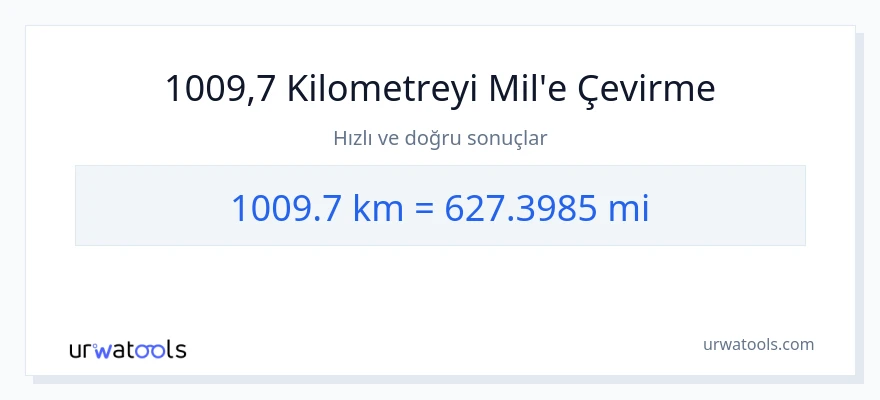 1009.7 kilometre'den mil'e dönüşüm