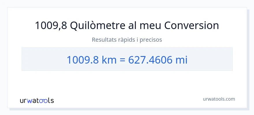 Conversió de 1009.8 quilòmetres a milles