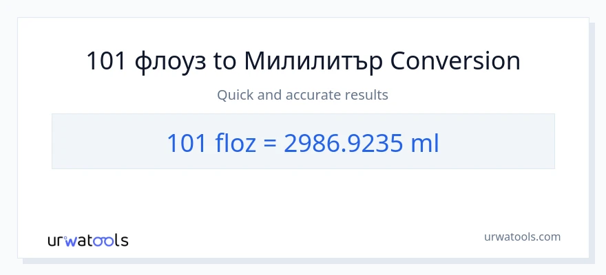 101 конверсия от течни унции до милилитри