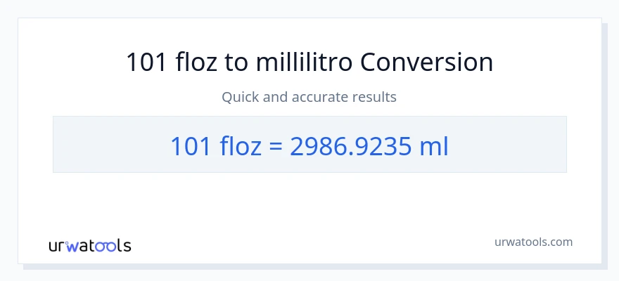 Conversione da 101 once fluide a millilitri
