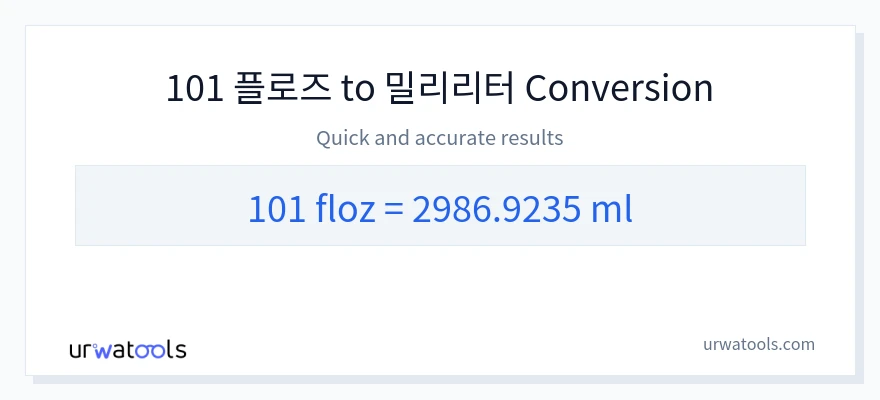 101 액량 온스에서 밀리리터으로의 변환