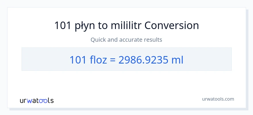 Konwersja 101 uncje płynu do mililitry