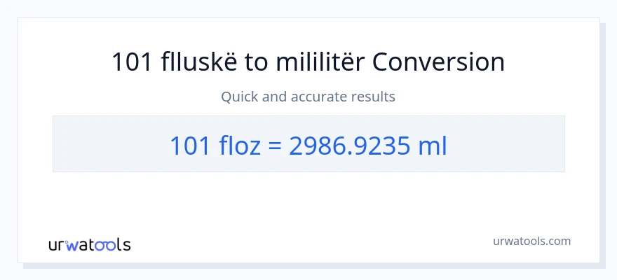 Konvertimi 101 ons lëngjesh në mililitra
