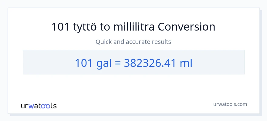 101 Gallonat - millilitraa muunnos