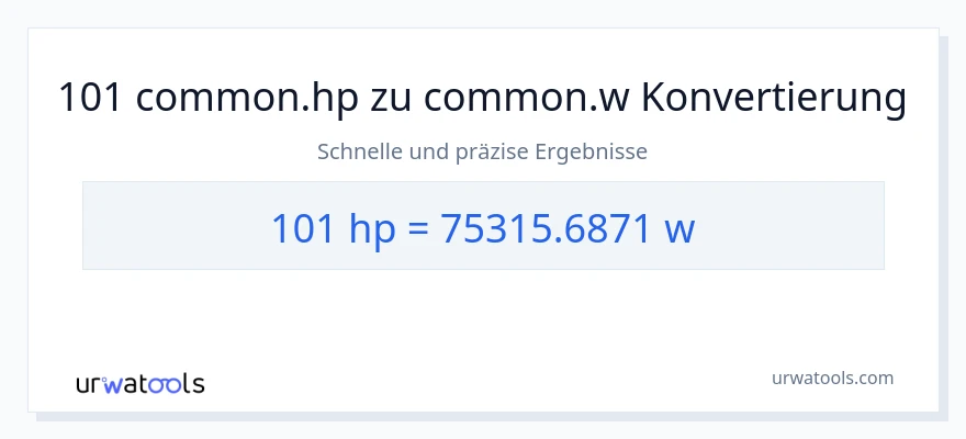 101 PS zu Watt Umwandlung