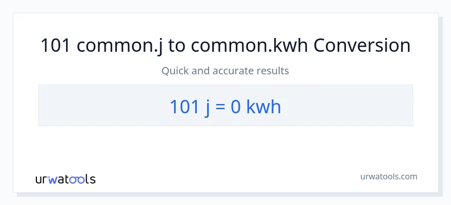 Conversió de 101 joules a Kilowatt Hours