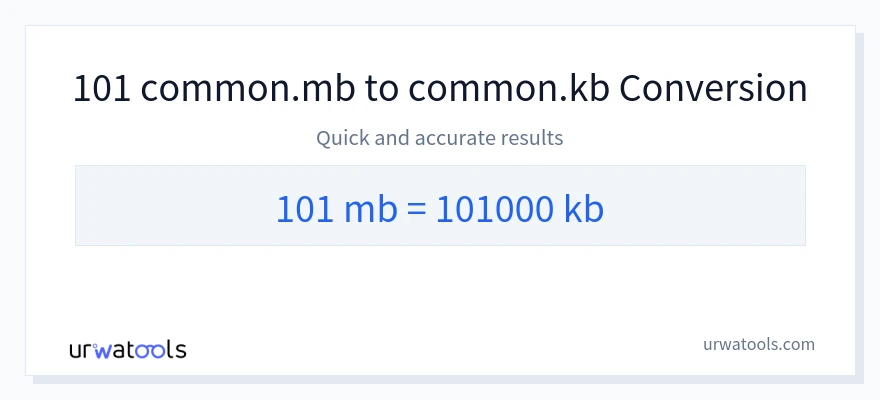 101 Megabytes에서 Kilobytes으로의 변환