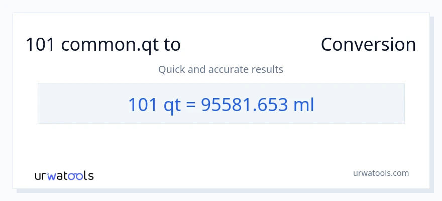 101 Quarts ൽ നിന്ന് മില്ലിലിറ്റർ ലേക്ക് പരിവർത്തനം