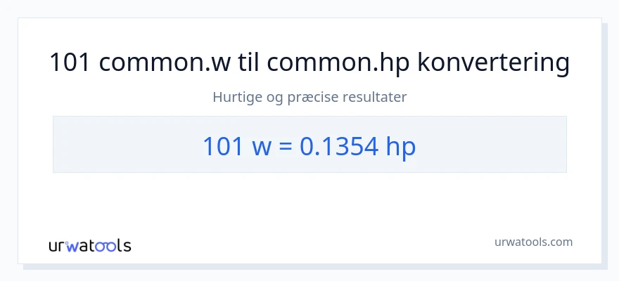 101 watt til hestekræfter konvertering