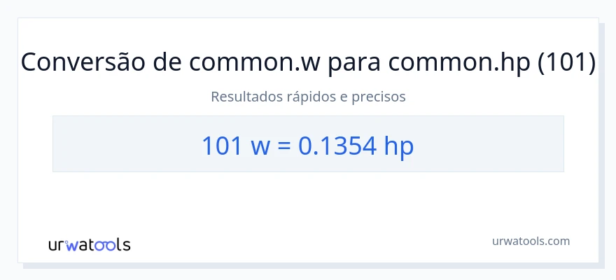 Conversão de 101 watts para cavalos de potência
