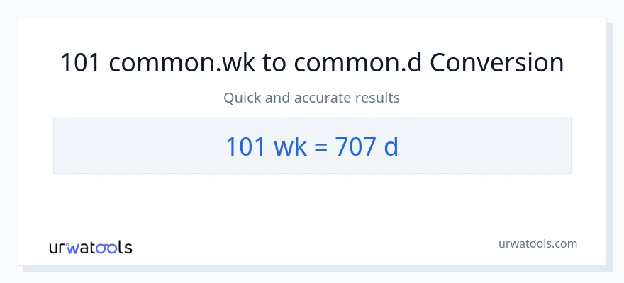 101 வாரங்கள் இலிருந்து நாட்கள் வரை மாற்றம்