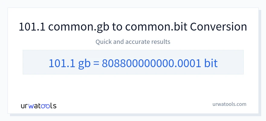 101.1 Gigabytes에서 Bits으로의 변환