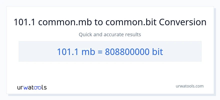 101.1 Megabytes से Bits रूपांतरण