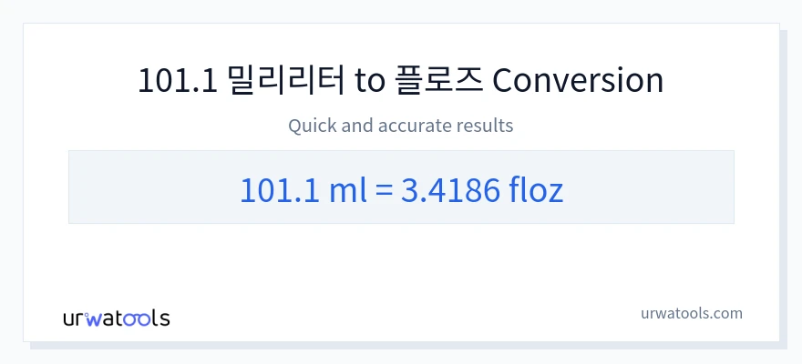 101.1 밀리리터에서 액량 온스으로의 변환