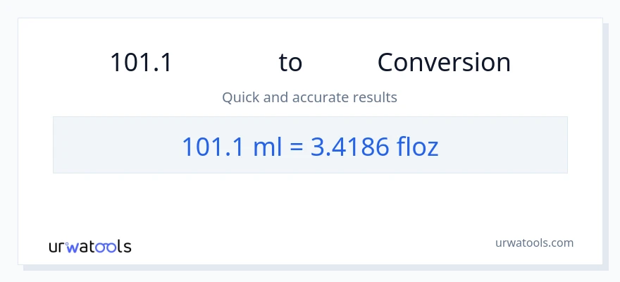 การแปลง 101.1 มิลลิลิตร เป็น ออนซ์ของเหลว