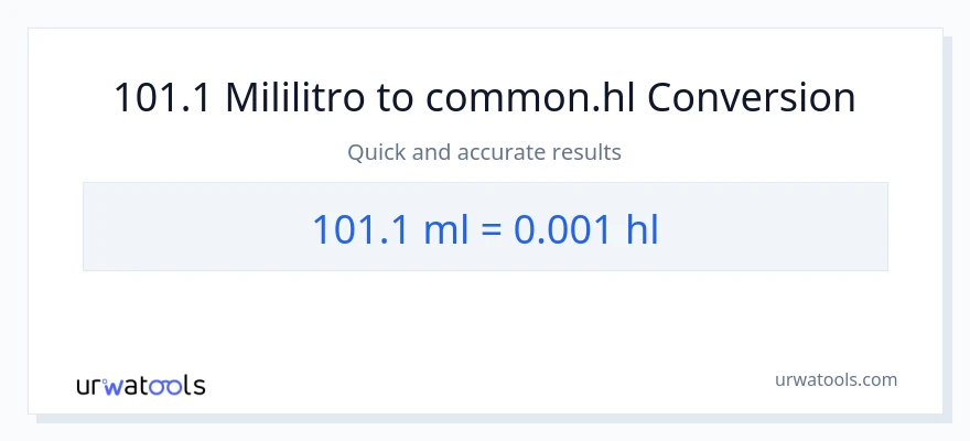 101.1 mga mililitro patungong Hls na conversion