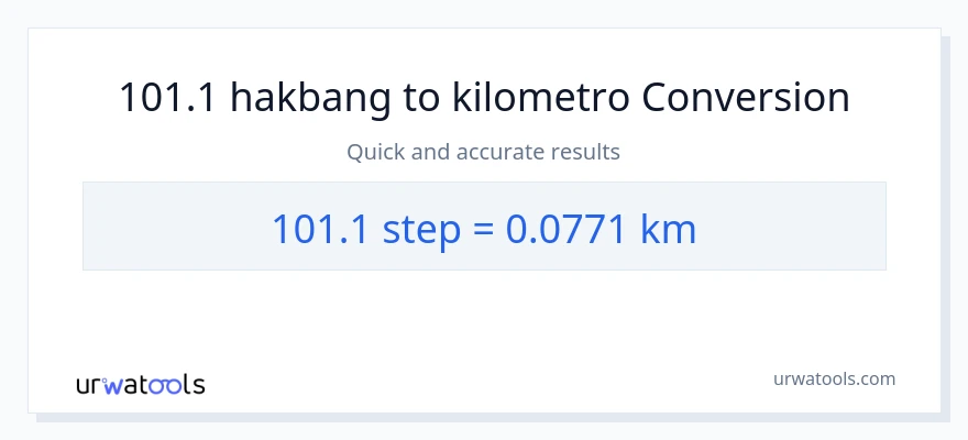 101.1 mga hakbang patungong Kilometro na conversion