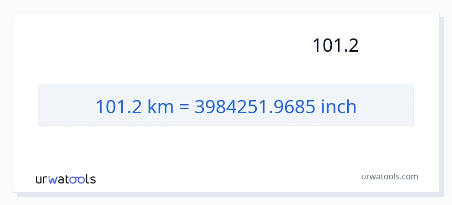 تبدیل 101.2 کیلومتر به اینچ