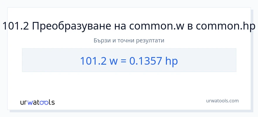 101.2 конверсия от ватове до конски сили