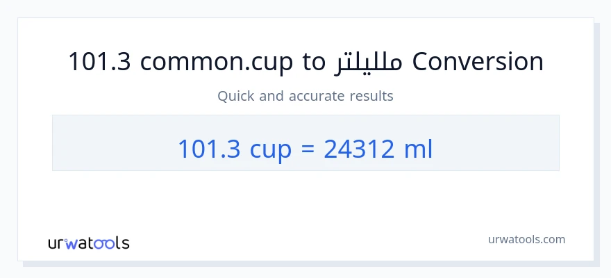 التحويل من 101.3 أكواب إلى ملليلتر