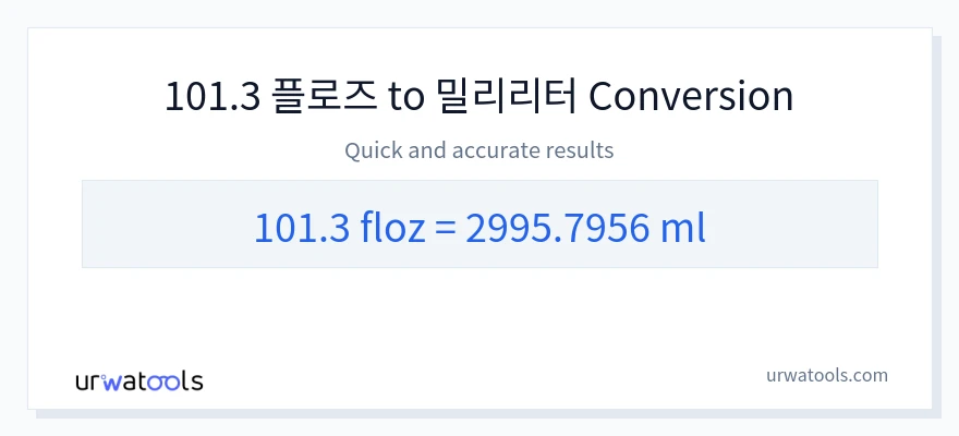 101.3 액량 온스에서 밀리리터으로의 변환