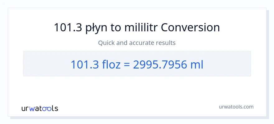 Konwersja 101.3 uncje płynu do mililitry