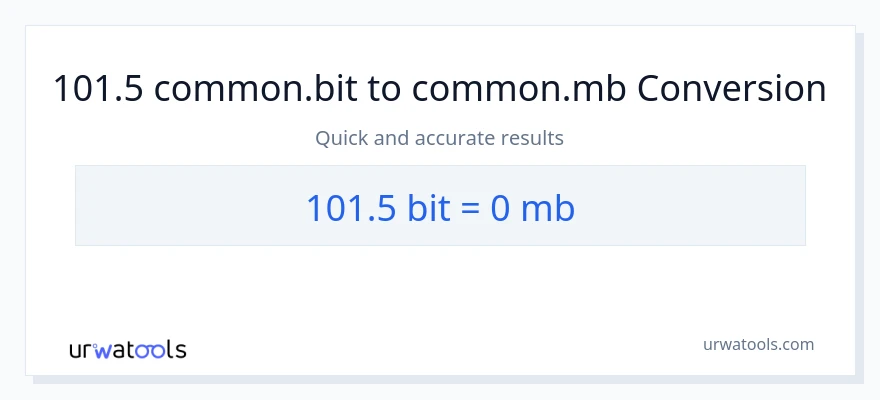 101.5 Bits til Megabytes konvertering