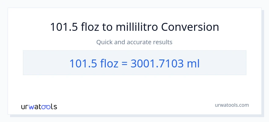 Conversione da 101.5 once fluide a millilitri
