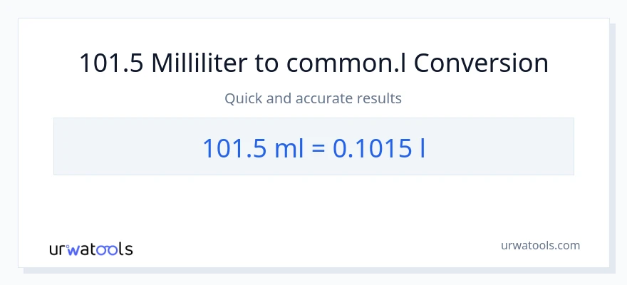 101.5 milliliter til Liters konvertering