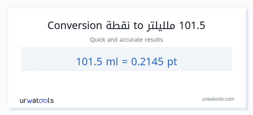 التحويل من 101.5 ملليلتر إلى Pints