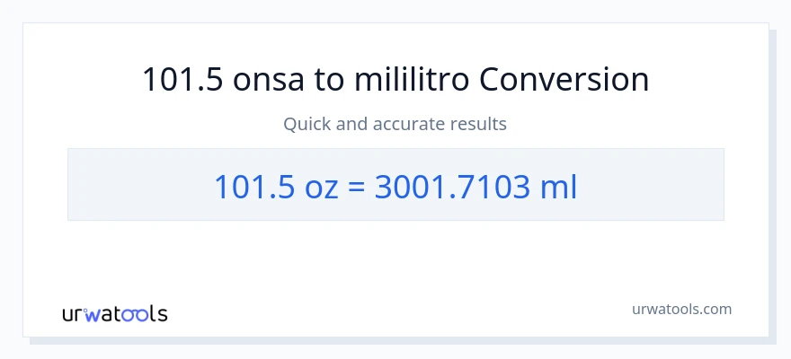 101.5 Mga onsa patungong mga mililitro na conversion