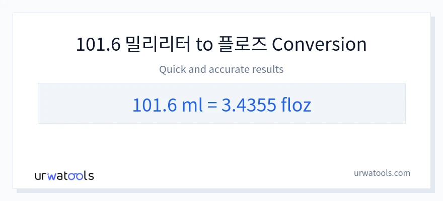 101.6 밀리리터에서 액량 온스으로의 변환