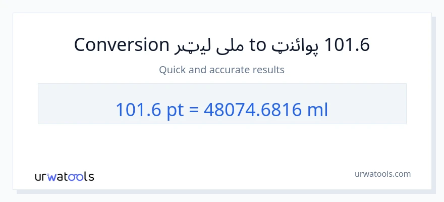 101.6 Pints ته ملی لیټرونه بدلون
