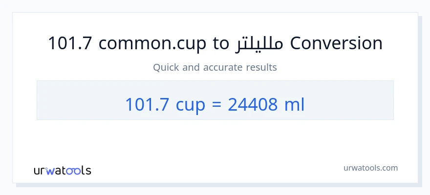 التحويل من 101.7 أكواب إلى ملليلتر