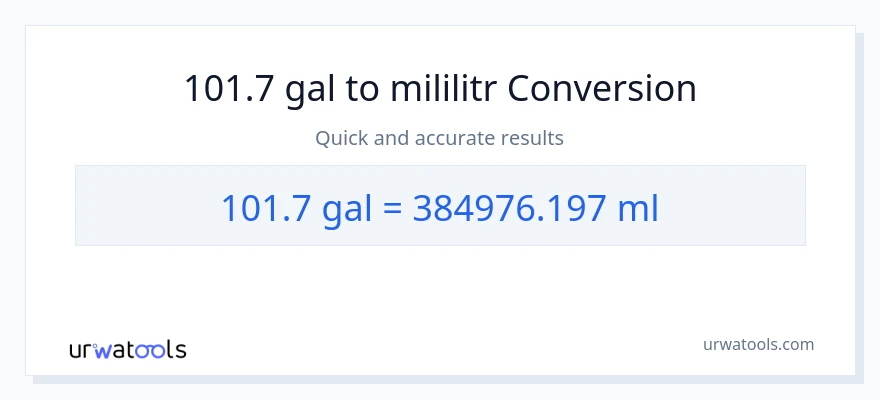 Konwersja 101.7 Galony do mililitry