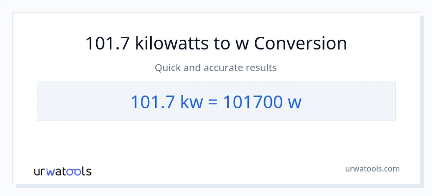 Conversió de 101.7 quilowatts a watts