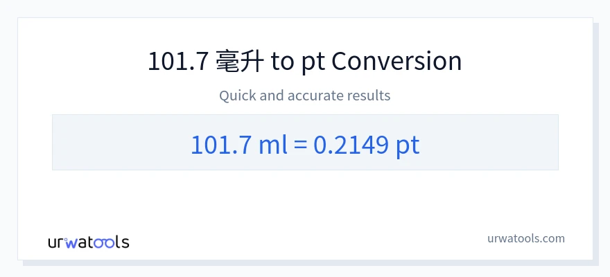 101.7 毫升 到 Pints 轉換