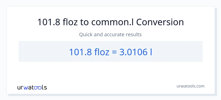 101.8 flydende ounces til Liters konvertering