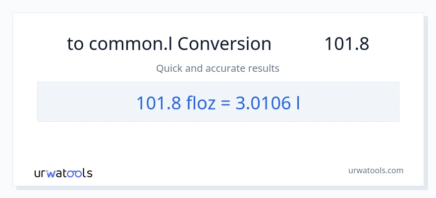 تبدیل 101.8 اونس مایع به Liters