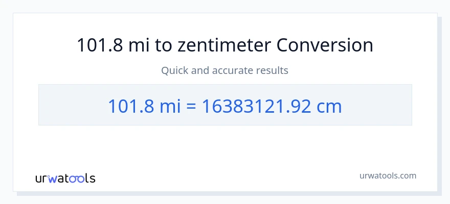 101.8 Meilen zu Zentimeter Umwandlung