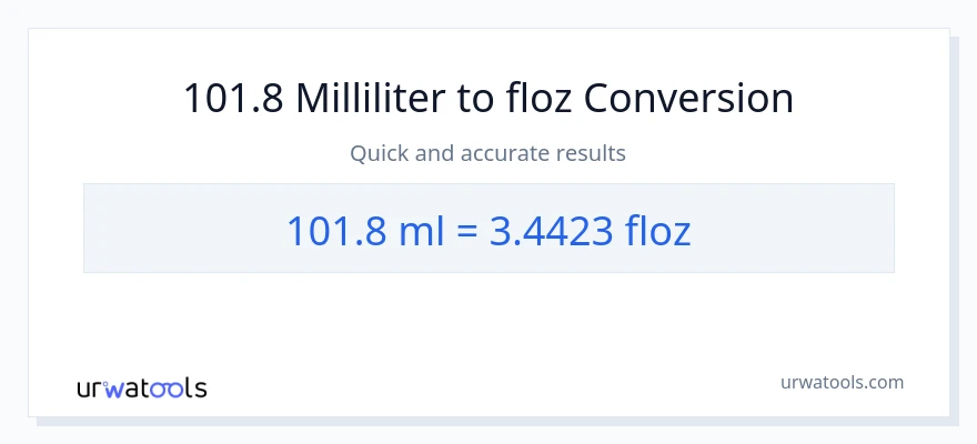 101.8 Milliliter zu Flüssigunzen Umwandlung