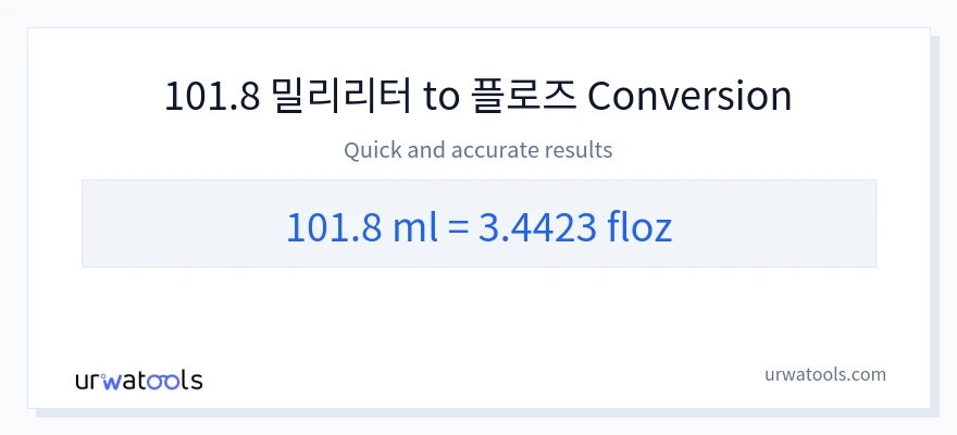 101.8 밀리리터에서 액량 온스으로의 변환
