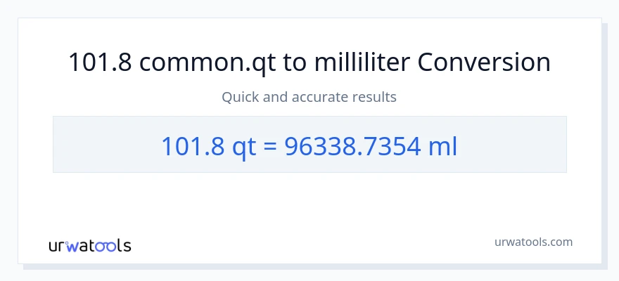 101.8 Quarts til milliliter konvertering
