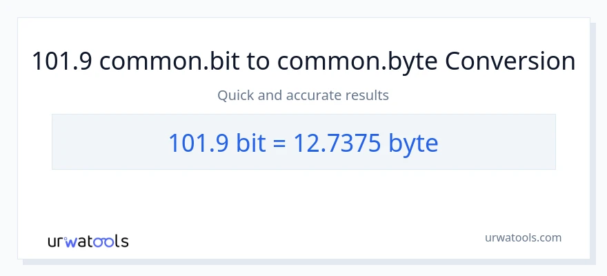 101.9 Bits से Bytes रूपांतरण