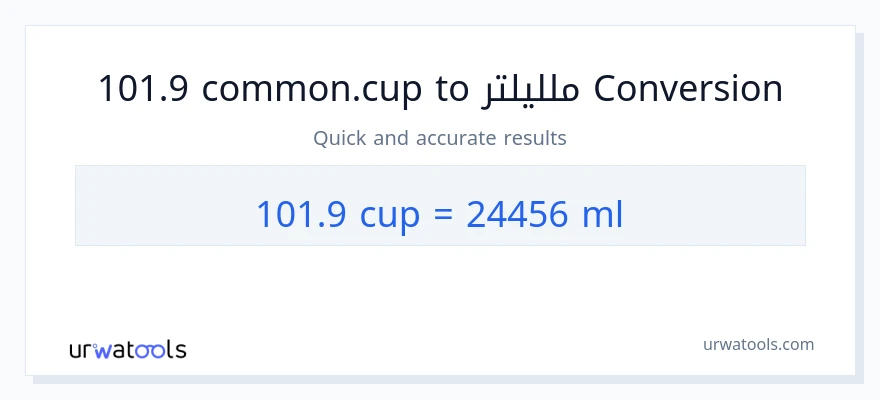 التحويل من 101.9 أكواب إلى ملليلتر